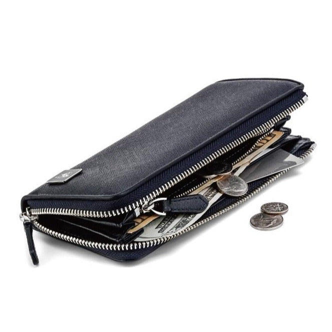 Porter International Bend Long Zip Wallet Navy